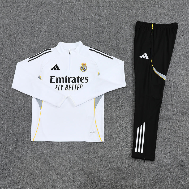 25/26 Real Madrid White and Black Tracksuit