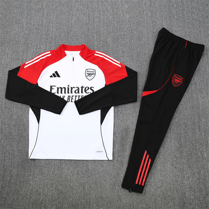 25/26 Arsenal White and Black + Red Tracksuit